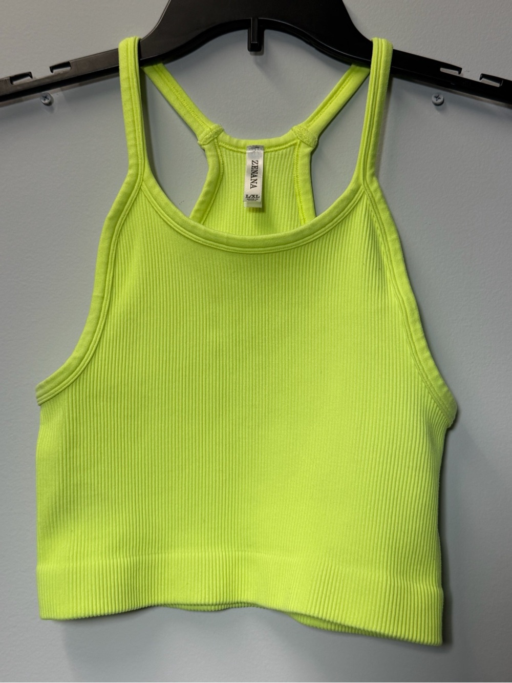 Zenana Outfitters Neon Lime Ribbed Racerback Crop